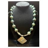 Green Serpentine & Black Onyx Blended with Pendant