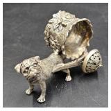 Silverplate Napkin Ring Dog Pulling a Wagon