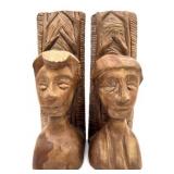 African Hand Carved Bookends