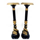 Pr 19th Century French Empire Dolphin Candlesticks