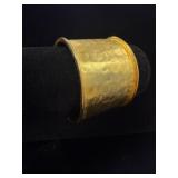 Textured Gold-Tone Wide Hinge Cuff