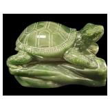 Carved Green Stone Turtle Figurine