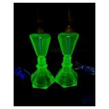 Pr Art Deco Uranium Glass Lamps