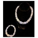 Lavender Chalcedony Beaded Jewelry Set