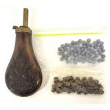 Flask with Lead Balls & Wads