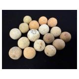 Collection of 16 Antique Clay Marbles