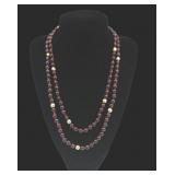 Garnet Bead Necklace with Gold Accents