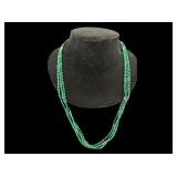 Three-Strand Malachite Bead Necklace