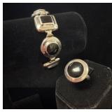 Mexican 925 Silver Onyx Jewelry Set