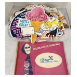 Vintage Ice Cream Sales Program Book & Signs