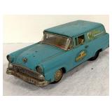 Old  Tin Friction Flowers Delivery Station Wagon