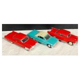 Three Vintage Ideal Plastic Toy Cars