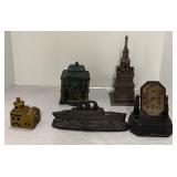 Five Vintage Metal Coin Banks