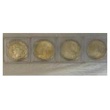 Four Peace Silver Dollars
