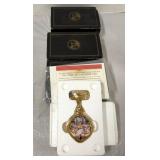 Three Calendar Girl Pocket Watches with Boxes