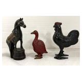 Three Antique Cast Iron Animal Banks