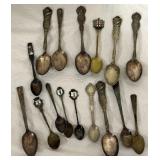 Sixteen Old Souvenir Spoons