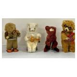 Four Vintage Wind Up Toy Bears