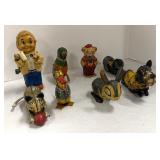 Eight Vintage Wind Up Tin Toys