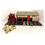 Vintage Tin Shell Gas Station & Cars, etc..