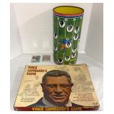 Vintage Bears Tin Trash Can & Lombardi Game