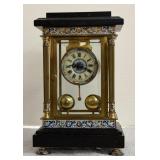 Heavy Enamel & Black Cloisonne Clock