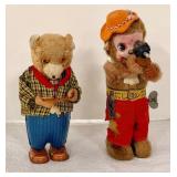 Vintage Wind Up Bear and Monkey Toys