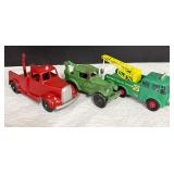 Three Vintage Toy Tow Trucks