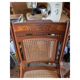 Two Wood Chairs with Cane Seats