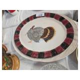 Three Oval Turkey-Themed Platters