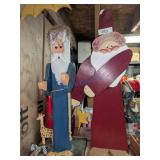 Wooden Santa Figures with Animal Accents