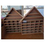 Two House-Shaped Wooden Shadow Boxes