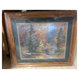 Signed T.C. Chiu Framed Print with Landscape Scene