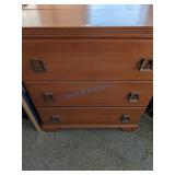 Wooden Three-Drawer Chest With Metal Pulls