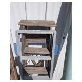 Folding Step Ladder with Wooden Steps