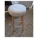 Wooden Stool With Round Upholstered Seat
