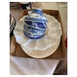 Blue-and-White Porcelain Bowls andEgg Platter