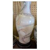 Glazed Ceramic Table Lamp With Abstract Design