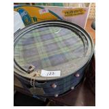 Round Tartan Hat Box with Metal Accents