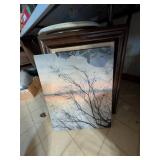 Framed Artworks Including Landscapes and Portraits