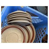 Stoneware Plates with Brown Bands