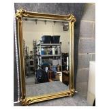 Large framed wooden wall mirror