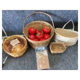 Longaberger baskets and ceramic apples