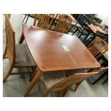 Wooden table (6). Chairs