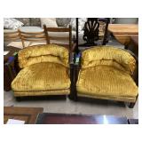 Vintage velvet barrel lounge chairs (2)
