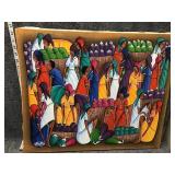 Signed Colorful canvas of woman