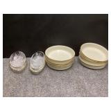 Lenox soup bowls & crystal frosted candy dishes