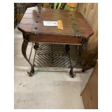 wrought iron and wood end table