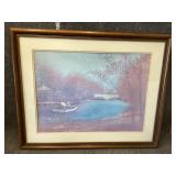 Framed Boat on the Lake wall art