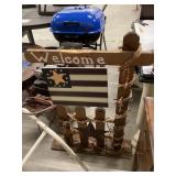Wooden welcome sign